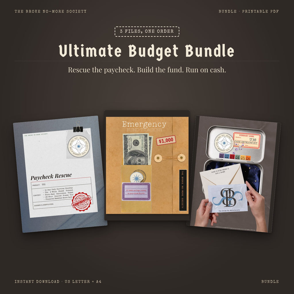 Ultimate Budget Bundle: Paycheck Rescue Planner, $1,000 Emergency Fund Tracker and Cash Envelope System Kit