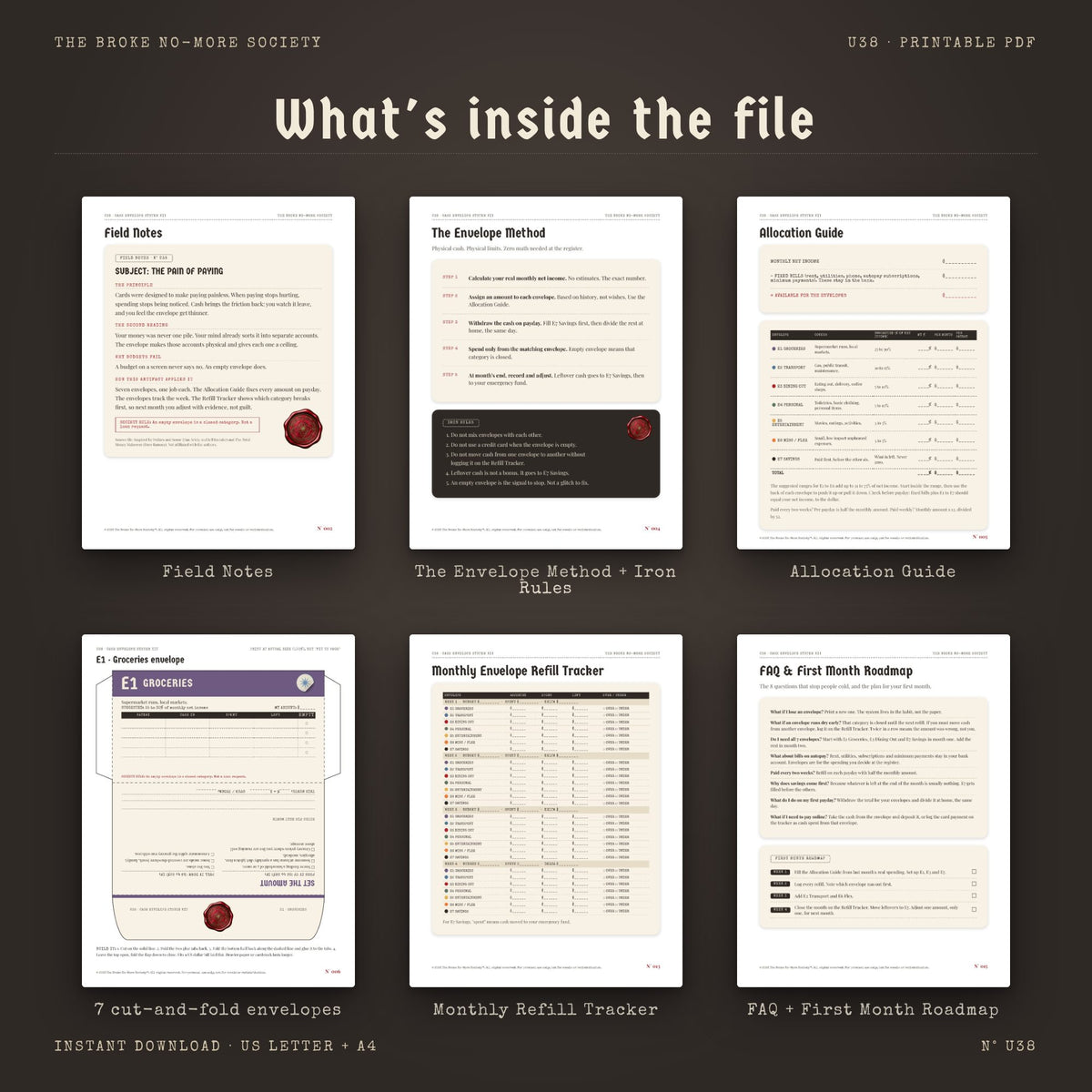 Cash Envelope Kit: Budgeting System Confidential Dossier, PDF Printable Digital Download, Cash Stuffing Guide